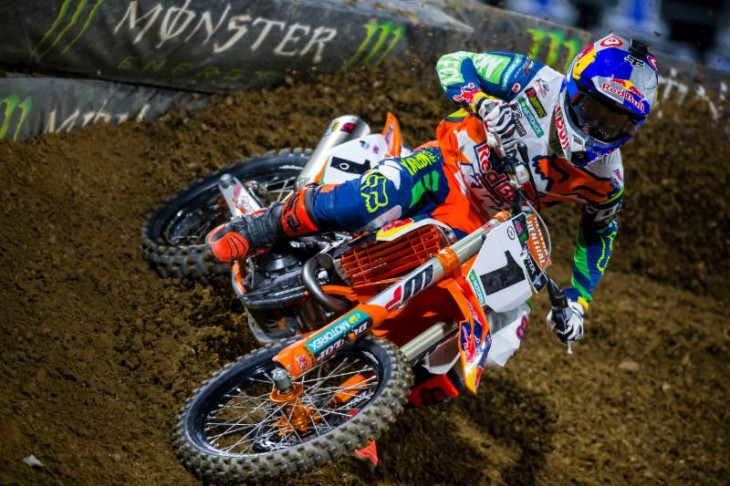 Dungey gets his first win of the 2016 Monster Energy Supercross season at Petco Park. Photo Credit: Jeff Kardas