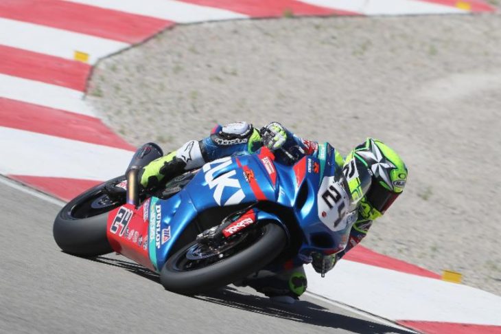 Toni Elias earned his first career MotoAmerica pole position on Friday at Utah Motorsports Campus with a blistering lap of the 3.048-mile track. Photo by Brian J. Nelson.