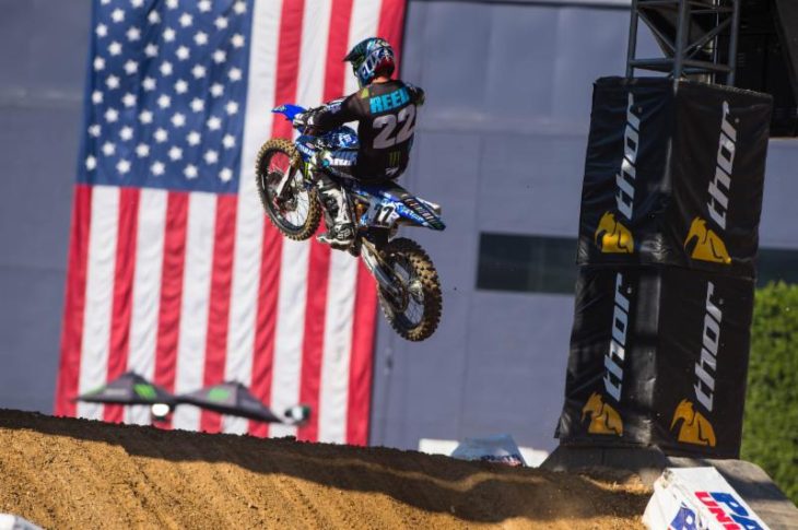 Chad Reed's custom-designed camouflaged-themed riding gear and bike graphics were auctioned off after the race in support of the military. Photo Credit: Simon Cudby